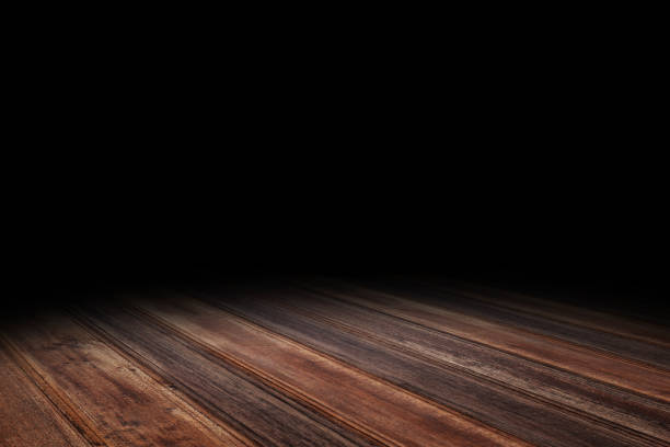 istock Dark red brown Plank wood floor texture perspective background for display or montage of product,Mock up template for your design 1153656894