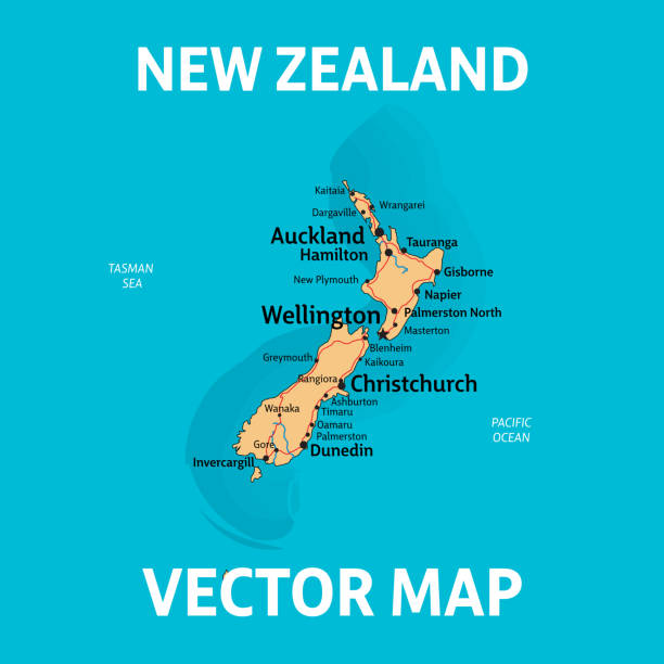 istock Vector map of New Zealand with cities, rivers and roads on separate layers. 1153656930