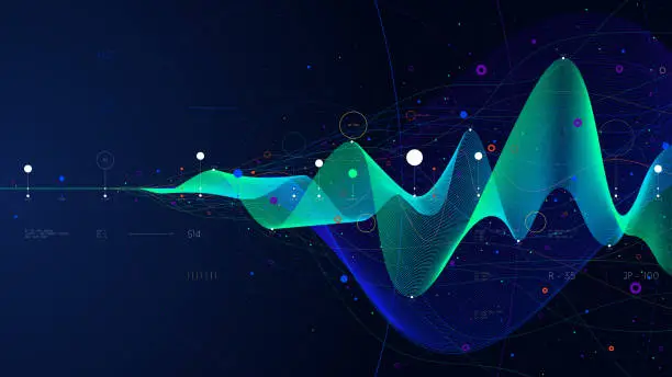 Vector illustration of Big data stream futuristic infographic business analytics presentation, vector illustration