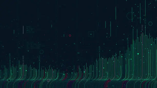 Vector illustration of Futuristic infographics complex databases, thread visualization statistical graph of financial analysis