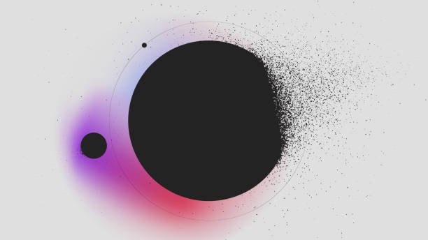 ilustrações de stock, clip art, desenhos animados e ícones de sphere dissolves turning to dust on gradient background, abstract background - particles