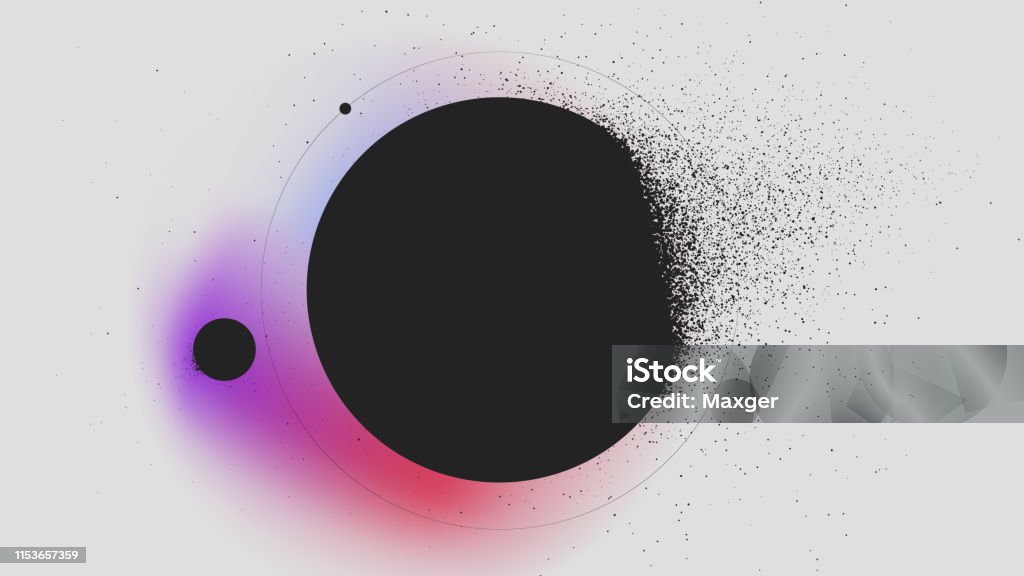 Sphere dissolves turning to dust on gradient background, abstract background Sphere dissolves turning to dust on gradient background, abstract background Vector illustration for design of booklets and posters Abstract stock vector