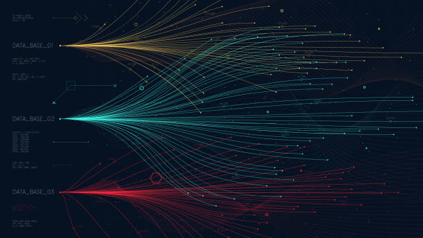 Trend lines analytical market economy information, Intricate data threads bar chart Trend lines analytical market economy information, Intricate data threads bar chart for financial presentation bandwidth stock illustrations