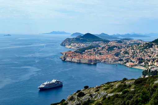 Dubrovnik, Croatia - May 4, 2015: View on Dubrovnik from the viewpoint on the nearby road