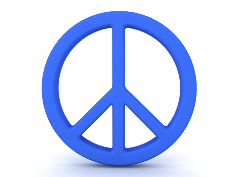 3D Rendering of peace signr. 3D Rendering isolated on white.