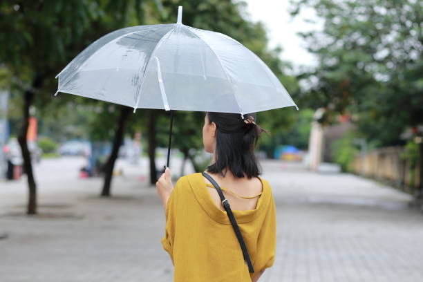 istock woman with umbrella in the town 1153661795