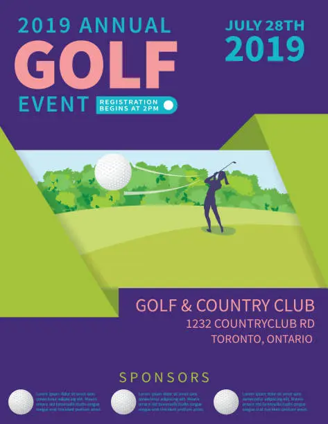 Vector illustration of Modern Golf Tournament With Golf Cource and Golfer