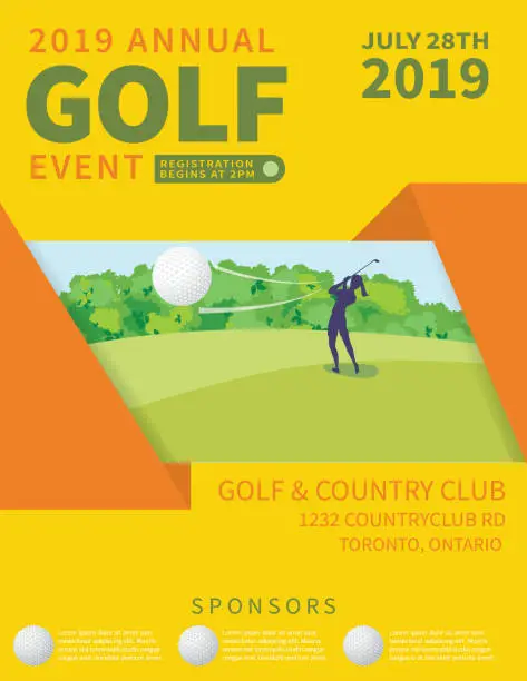 Vector illustration of Modern Golf Tournament With Golf Cource and Golfer