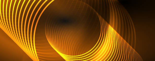 istock Dark abstract background with bright color neon lights and lines. Glowing background 1153664165