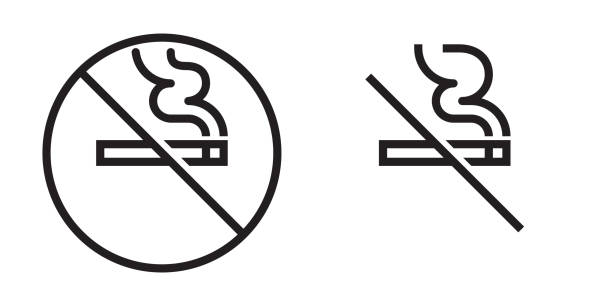 No smoking vector icon. Cigarette smoke forbidden, no smoking area warning sign No smoking vector icon. Cigarette smoke forbidden, no smoking area warning sign fumar stock illustrations