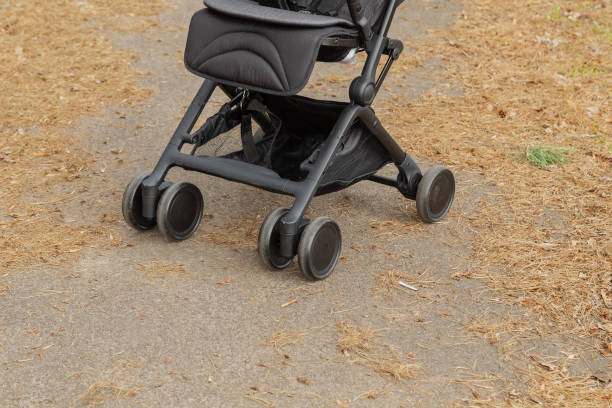 istock Original baby stroller, close-up details. New design 1153665311