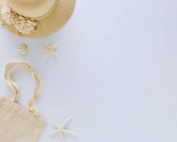 istock Top view accessories vacation summer holiday on white background 1153665645