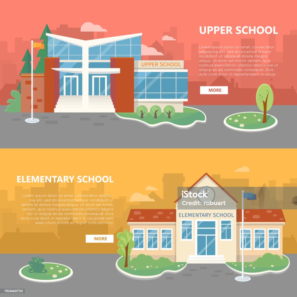 Elementry School Vector Upper And Elementary School Vector Banners Stock Illustration ...