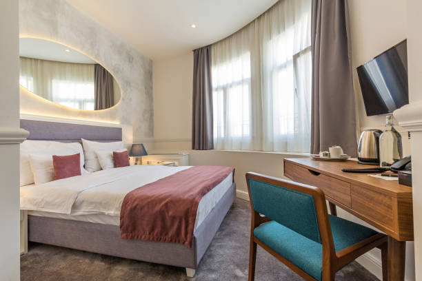 istock Interior of a luxury hotel bedroom 1153667120