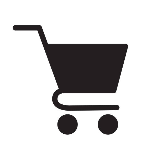 Shopping cart icon black silhouette vector illustration isolated Shopping cart icon black silhouette vector illustration isolated on white eps silhouette symbol computer icon shopping bag stock illustrations