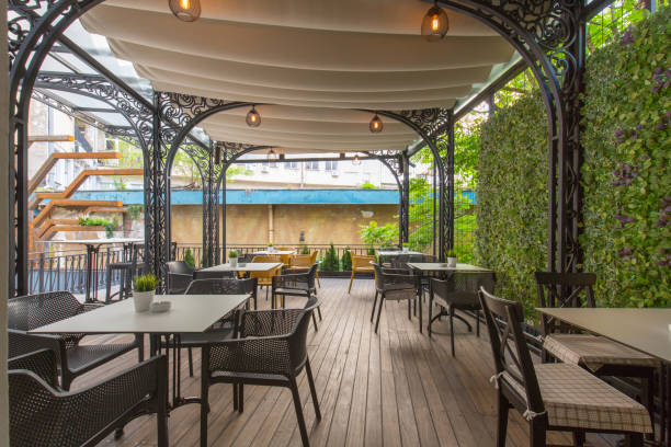 istock Interior of a  restaurant  summer terrace 1153669171