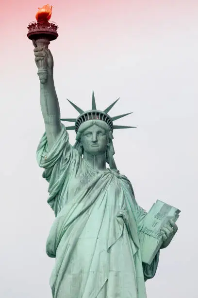 The Statue of Liberty is a colossal neoclassical sculpture on Liberty Island  in New York City