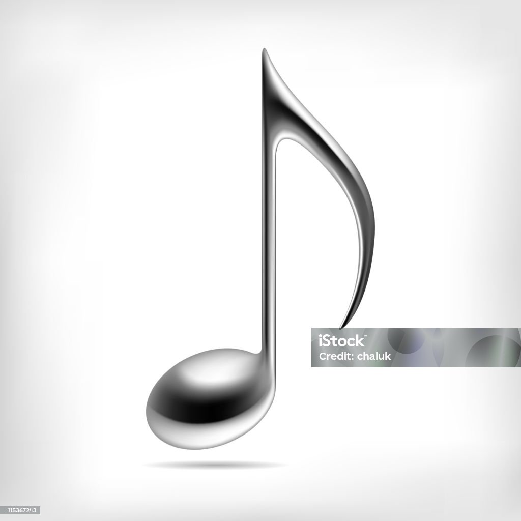 3D black music note on white background with shadow effect  Metallic music note.  Black Color stock vector