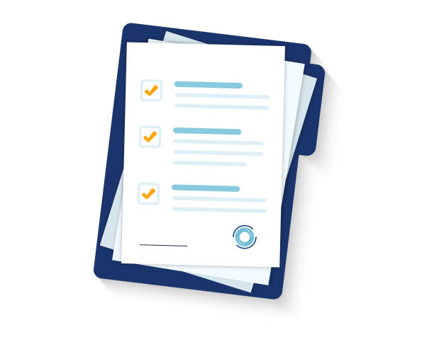 stockillustraties, clipart, cartoons en iconen met contract papieren. document. map met stempel en tekst. stapel overeenkomsten document met handtekening en goedkeuringsstempel. folder en stapel van white papers - lijst document illustraties