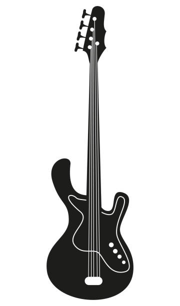 musik-ikone. - baßgitarre stock-grafiken, -clipart, -cartoons und -symbole