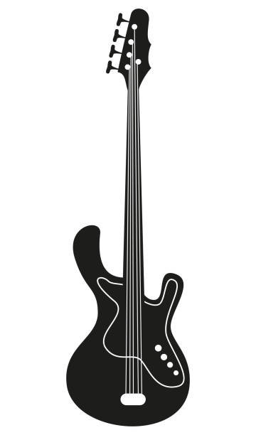 Music icon. Electric guitar on the white background. Vector illustration. bass guitar stock illustrations