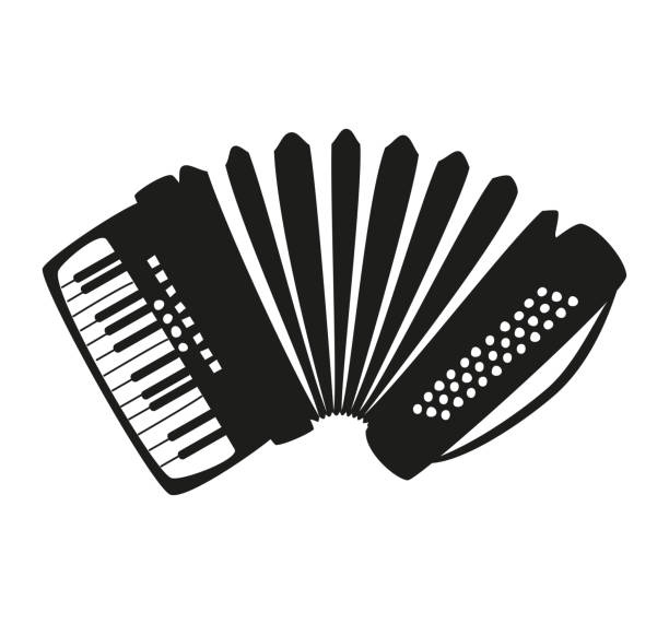 ilustrações, clipart, desenhos animados e ícones de ícone da música. - accordion harmonica musical instrument isolated