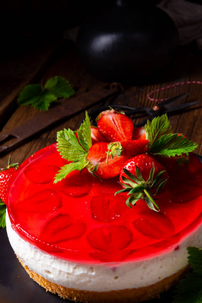 istock delicious cream quark pie with strawberries 1153677003