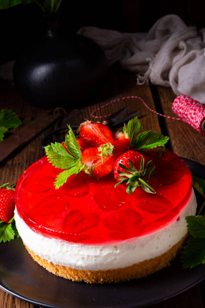 istock delicious cream quark pie with strawberries 1153677032