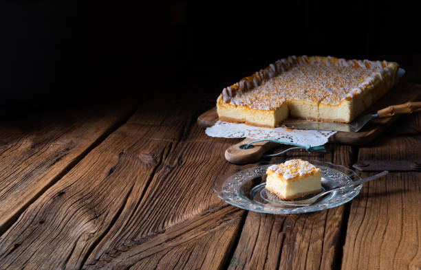 istock juicy cheesecake from tin with crumbles 1153677920