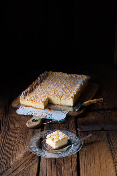 istock juicy cheesecake from tin with crumbles 1153677976