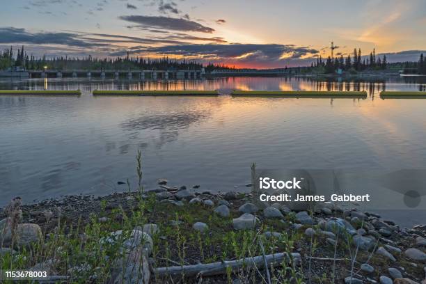 Sunrise On The Seebe Hydroelectric Dam On The Bow River And Kananaskis River Stock Photo - Download Image Now