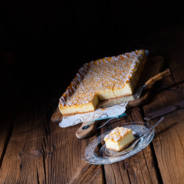istock juicy cheesecake from tin with crumbles 1153678026