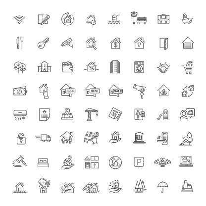 Outline web icons set - Real Estate - Vector