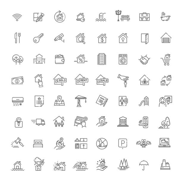 Vector Set of Real Estate Related Vector Line Icons Outline web icons set - Real Estate - Vector real estate stock illustrations