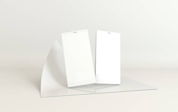istock Smartphone mockup background in modern minimal style. Frameless mobile phone 3d render in pastel colors. Technology gadget concept 1153682902
