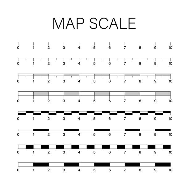 Map scales graphics for measuring distances. Vector stock illustration. Map scales graphics for measuring distances. Vector illustration. equator line stock illustrations