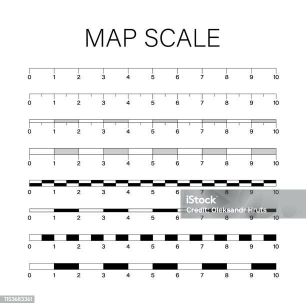 Map Scales Graphics For Measuring Distances Vector Stock Illustration Stock Illustration - Download Image Now