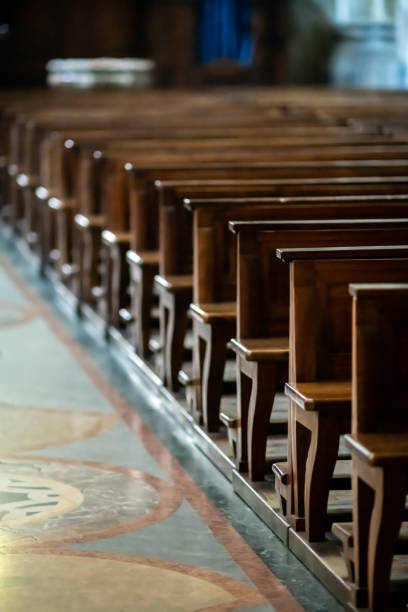 istock Church indoors, benches 1153683363