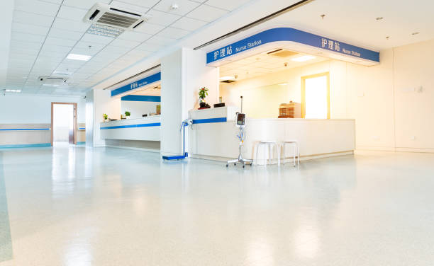 istock Empty nurses station in a hospital 1153684460