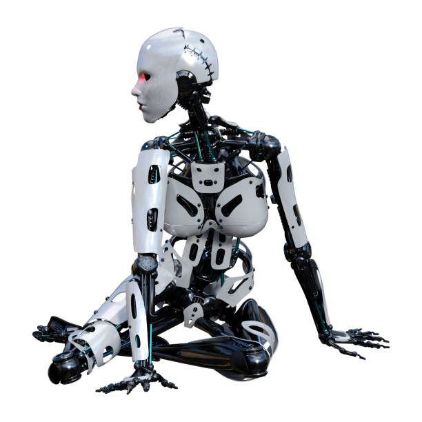 istock 3D illustration female robot on white 1153684558