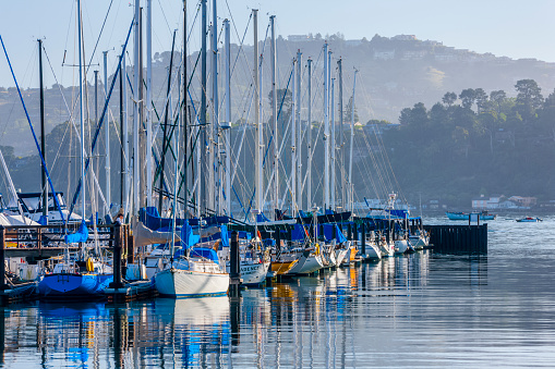 San Francisco Bay area in California on May 10, 2011: The Sausalito Marina in San Francisco California in early morning