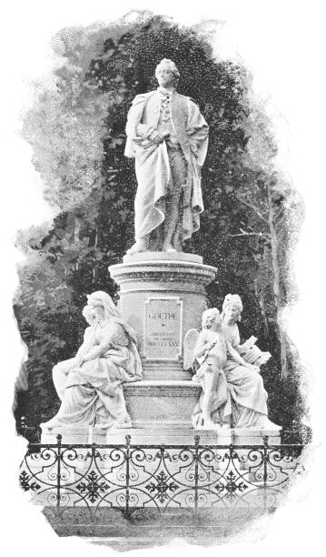 ilustrações de stock, clip art, desenhos animados e ícones de goethe monument at tiergarten park in berlin, germany - imperial germany 19th century - deutsches reich