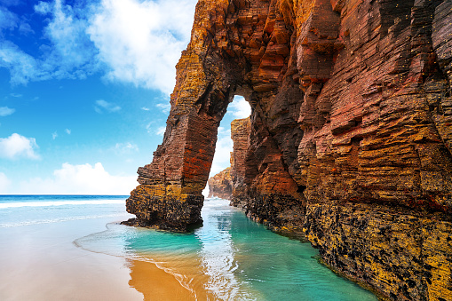 Playa las catedrales Catedrais beach in Ribadeo Galicia of Lugo Spain