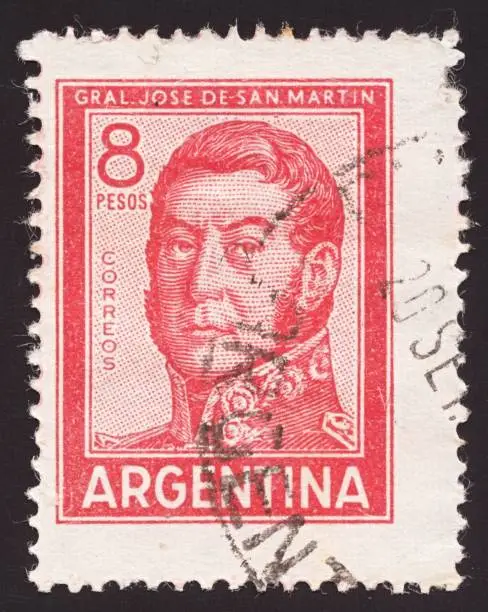 ARGENTINA - CIRCA 1966: A stamp printed in Argentina shows Jose Francisco de San Martin (1778-1850), Personalities and Landscapes serie, circa 1965