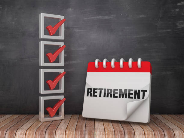 istock 3D Check List with RETIREMENT Calendar on Chalkboard Background - 3D Rendering 1153700361