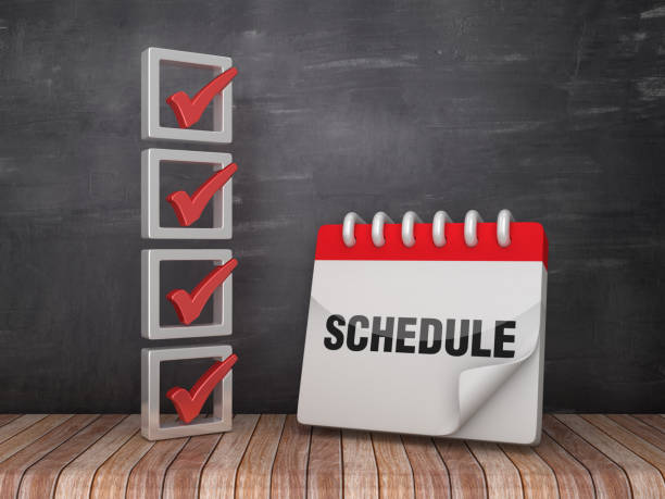 istock 3D Check List with SCHEDULE Calendar on Chalkboard Background - 3D Rendering 1153700385