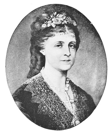Princess Augusta of Saxe-Weimar-Eisenach, first German Empress and Queen of Prussia (1811 - 1890). The German Empire/Imperial Germany era (circa mid 19th century). Vintage halftone photo etching circa late 19th century.