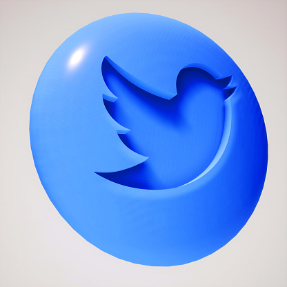 Twitter 3D social media icon button shape
