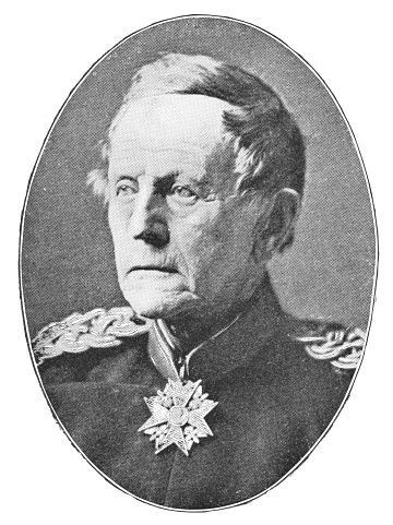 Helmuth von Moltke the Elder (1800 - 1891). The German Empire/Imperial Germany era (circa mid 19th century). Vintage halftone photo etching circa late 19th century.