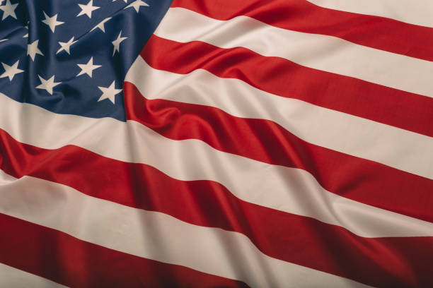 istock Closeup of ruffled American flag 1153706295
